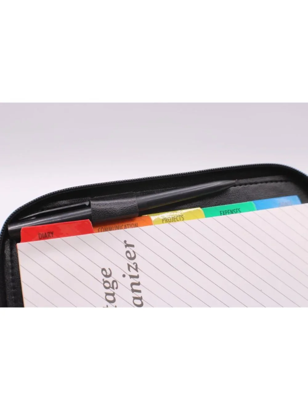 Personal Organizer Planner Calculator Zipper Closure Dividers Pen Phone Holder